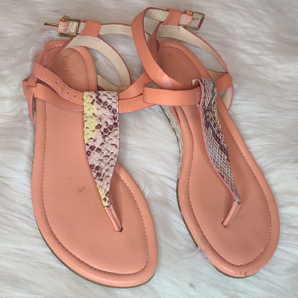 Cole Haan sherbert orange and snakeskin sandals 6.5